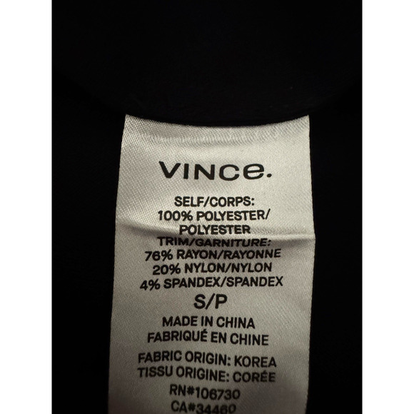 Vince Top S Double-Face Crepe Round Neck Bracelet-Sleeve Pullover Midnight Navy - Picture 9 of 10